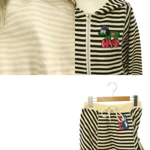 ヒステリックグラマー HYSTERIC GLAMOUR ボーダー クロップドパーカー スカート セットアップ 上下 ロング F S アイボリー 黒 ブラック /HS ■OS レディース