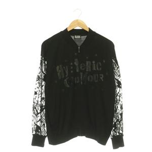 ヒステリックグラマー HYSTERIC GLAMOUR レーススリーブ ロゴ ジップブルゾン 切替 F ブラック /ES ■OS レディース