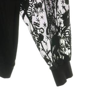 ヒステリックグラマー HYSTERIC GLAMOUR レーススリーブ ロゴ ジップブルゾン 切替 F ブラック /ES ■OS レディース