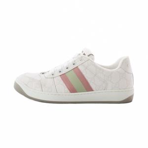グッチ GUCCI スクリーナー GGキャンバス スニーカー ローカット シューズ ストライプ柄 36.5 白 ホワイト ピンク 緑 グリーン 771134 /RI ■OS ■OH レディース