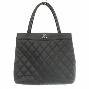 シャネル CHANEL マトラッセ キャビアスキン トートバッグ ハンド ココマーク ロゴ キルティング 6番台 黒 ブラック /BB ■OH レディース