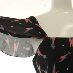 ヒステリックグラマー HYSTERIC GLAMOUR 総柄 ワンピーススクウェアネック ミニ 半袖 F 黒 ブラック /HS ■OS レディース