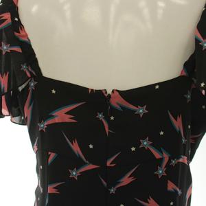 ヒステリックグラマー HYSTERIC GLAMOUR 総柄 ワンピーススクウェアネック ミニ 半袖 F 黒 ブラック /HS ■OS レディース