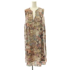 ヒステリックグラマー HYSTERIC GLAMOUR COURTNEY LOVE ガール ワンピース プリント ノースリーブ スキッパー F ピンクベージュ マルチカラー /CX ■OS レディース