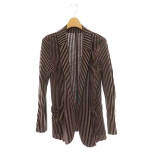ヒステリックグラマー HYSTERIC GLAMOUR ストライプテーラードジャケット リネン混 薄手 F 黒 ブラック 赤 レッド /CX ■OS レディース