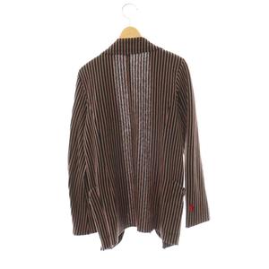 ヒステリックグラマー HYSTERIC GLAMOUR ストライプテーラードジャケット リネン混 薄手 F 黒 ブラック 赤 レッド /CX ■OS レディース