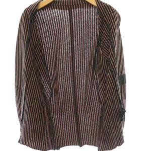 ヒステリックグラマー HYSTERIC GLAMOUR ストライプテーラードジャケット リネン混 薄手 F 黒 ブラック 赤 レッド /CX ■OS レディース