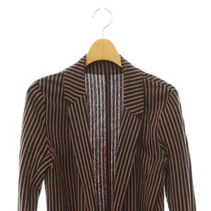 ヒステリックグラマー HYSTERIC GLAMOUR ストライプテーラードジャケット リネン混 薄手 F 黒 ブラック 赤 レッド /CX ■OS レディース