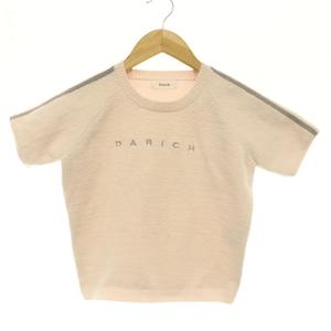 ダーリッチ Darich 25SS ラインパイルニットトップス カットソー 半袖 ロゴ刺繍 F ライトピンク パープルグレー /DO ■OS レディース