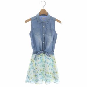 サムシング Something エドウィン Edwin キッズ ワンピース ドッキング ミニ ノースリーブ ダンガリー 花柄 140 水色 白 黄色 ライトブルー ホワイト イエロー Es Os Sc キッズ 170 ベクトルパーク