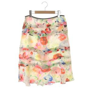 未使用品 セリーヌ CELINE 花柄 シルク スカート 膝丈 マーメイド 42  