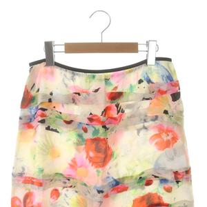 未使用品 セリーヌ CELINE 花柄 シルク スカート 膝丈 マーメイド 42  