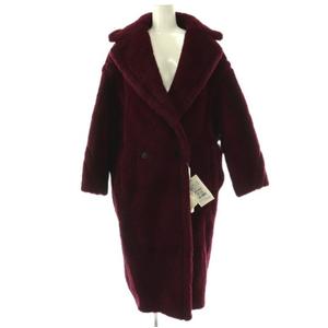 未使用品 マックスマーラ MAX MARA 10160223 テッドガール テディベア アイコンコート アウター チェスター ロング丈 ワンカラー アルパカ混 ウール混 シルク混 XS ワインレッド タグ付き /BB ■OS ▲H レディース
