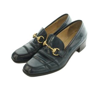 グッチ GUCCI ホースビットローファー スクエアトゥ 6 23.0cm 紺 ネイビー 100 0383 /MI ■OS ■GY09 レディース