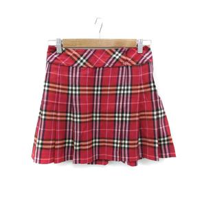 BURBERRY BLUE LABEL チェックプリーツ巻スカートレッド36