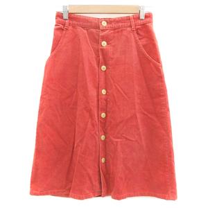ビュルデサボン bulle de savon ボタンダウンスカート フレアスカート ミモレ丈 コーデュロイ F レッドブラウン 赤茶 /YM25 レディース