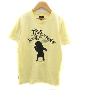 アールニューボールド R.NEWBOLD Tシャツ カットソー ラウンドネック 半袖 プリント M 黄色 イエロー 黒 ブラック /HO15 メンズ