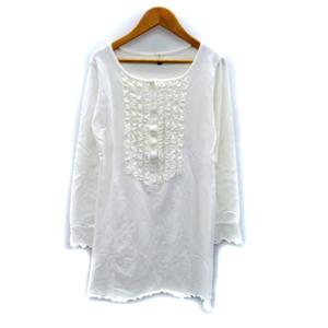 オットーコレクション　レースアンサンブル白M オットー OTTO ワンピース ミニ丈 長袖 ラウンドネック 無地 フリル M