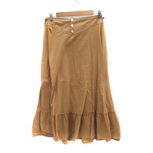 ポロジーンズ ラルフローレン POLO JEANS フレアスカート マキシ丈 ロング丈 フリル 切替 M ベージュ /SM5 レディース