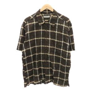 パッゾ PAZZO カジュアルシャツ 半袖 オープンカラー チェック柄 F マルチカラー ブラウン /YK48 メンズ