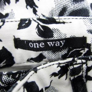 ワンウェイ one way スキニーパンツ ロング丈 花柄 S 白 ホワイト 黒 ブラック /SY11 レディース