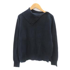 ヒューマンウーマン HUMAN WOMAN ニット カットソー 長袖 タートルネック オーバーサイズ M 紺 ネイビー /YK31 レディース