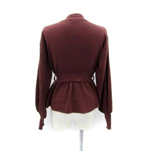 ワンウェイ one way ニット カットソー 長袖 クルーネック 無地 切替 ベルト付き M 茶 ブラウン /SY34 レディース