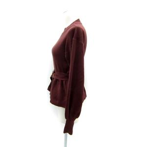 ワンウェイ one way ニット カットソー 長袖 クルーネック 無地 切替 ベルト付き M 茶 ブラウン /SY34 レディース