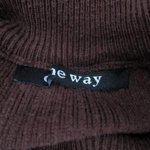ワンウェイ one way ニット カットソー 長袖 クルーネック 無地 切替 ベルト付き M 茶 ブラウン /SY34 レディース