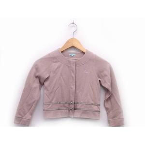 トッカ TOCCA 子供服 カーディガン スウェット スナップボタン 丸首 ラインストーン リボン 長袖 120 ピンクページュ /TT キッズ