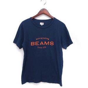 ビームス Beams Tシャツ カットソー ロゴ プリント 丸首 半袖 コットン 綿 S ネイビー 紺 Ft43 メンズ 172 ベクトルパーク