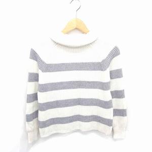 エフデ ef-de ニット セーター タートルネック ボーダー ウール混 ラグランスリーブ 長袖 9 アイボリー グレー /TT2 レディース