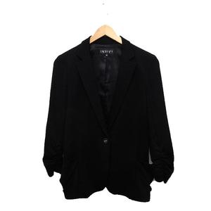 インディヴィ INDIVI テーラードジャケット シングル くしゅ袖 無地  