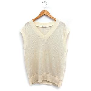 ザラ ZARA ニット ベスト メッシュ 透かし編み Vネック 無地