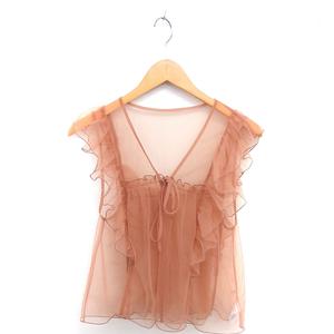 フリークスストア FREAKS STORE ブラウス チュール 前結び シースルー シアー ノースリーブ F ベージュ 茶 /TT20 レディース