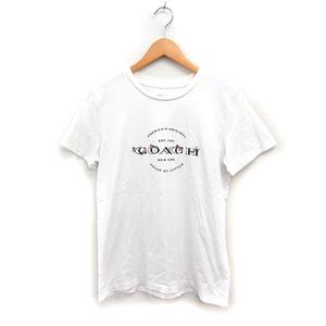 コーチ COACH 国内正規品 ロゴ プリント Tシャツ カットソー クルーネック 半袖 コットン 綿 S ホワイト 白 /FT8 レディース