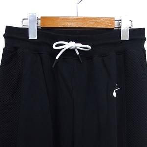 ナイキ NIKE 国内正規品 スポーツウェア メッシュ スウェット パンツ リブ ロゴプリント ドローストリング コットン 綿 M 黒 ブラック /NT22 レディース