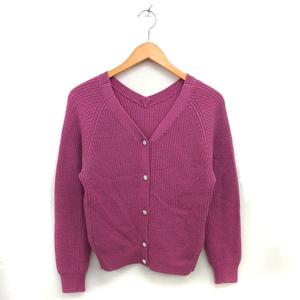 エフデ ef-de カーディガン ニット クロップド リブ ウール混 ラグランスリーブ 長袖 9 ピンク /NT25 レディース