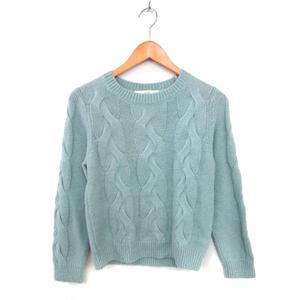 エフデ ef-de ケーブル編み ニット セーター リブ ウール混 クルーネック 長袖 9 ミントグリーン /NT35 レディース