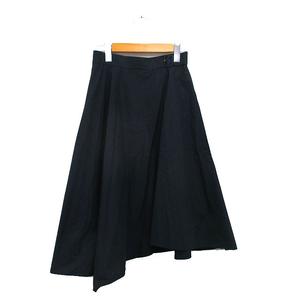 エフデ ef-de フレア スカート ロング アシンメトリー コットン シンプル 7 ネイビー 紺 /KT24 レディース