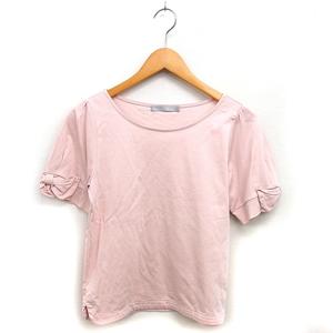 エフデ ef-de ボートネック カットソー Tシャツ リボン スリット コットン混 五分袖 9 ピンク /NT19 レディース