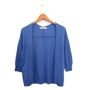 エフデ ef-de カーディガン トッパー 七分袖 シンプル 9 ブルー 青 /KT22 レディース