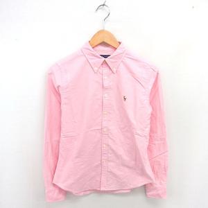 ラルフローレン RALPH LAUREN 国内正規品 シャツ ブラウス ボタンダウン ロゴ刺繡 綿 コットン 長袖 11 ピンク /TT レディース