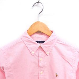 ラルフローレン RALPH LAUREN 国内正規品 シャツ ブラウス ボタンダウン ロゴ刺繡 綿 コットン 長袖 11 ピンク /TT レディース