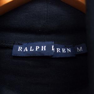ラルフローレン RALPH LAUREN 国内正規品 タートルネック カットソー コットン 綿 ロールアップ 無地 五分袖 M 黒 ブラック /NT28 レディース