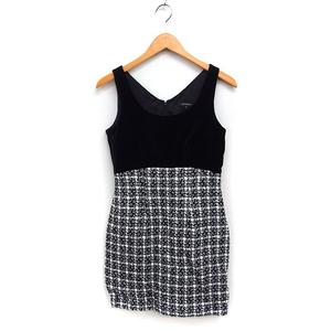 ラブレス LOVELESS ベロア ツイード ワンピース ミニ 切替 36 ブラック 黒 /FT46 レディース