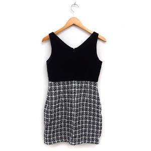 ラブレス LOVELESS ベロア ツイード ワンピース ミニ 切替 36 ブラック 黒 /FT46 レディース