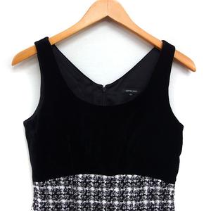 ラブレス LOVELESS ベロア ツイード ワンピース ミニ 切替 36 ブラック 黒 /FT46 レディース