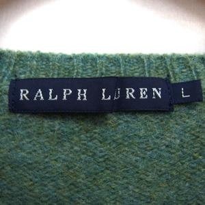 ラルフローレン RALPH LAUREN 国内正規品 ポニー ニット セーター クルーネック ウール リブ メランジ 長袖 L 緑 グリーン /NT18 レディース