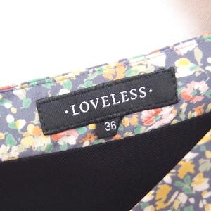 ラブレス LOVELESS ワンピース 花柄 タック ひざ丈 Vネック プルオーバー ノースリーブ 36 緑 グリーン オレンジ /TT レディース